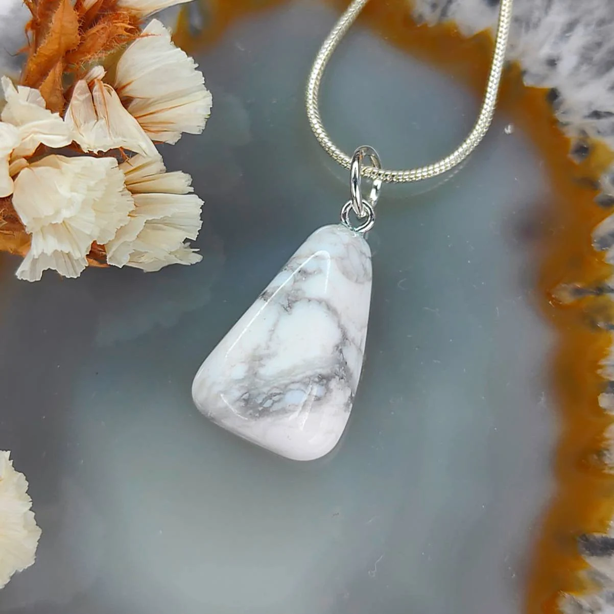 White Howlite Pendant